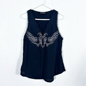 The Kooples Sport Blouse Women’s Size 2 Black Zip Up Embroidered Y2K Style Top